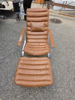 Sessel mit Hocker braun Leder ASKO Export 74 gebraucht