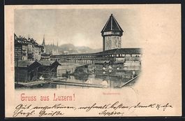 AK Luzern, Wasserturm, 1898