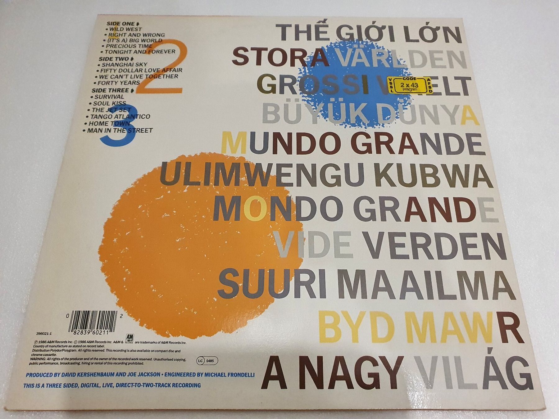 Schallplatten: Joe Jackson – Big World / 2 LP`s – Gebraucht aus Uster von Vinyl-Leidenschaft 1