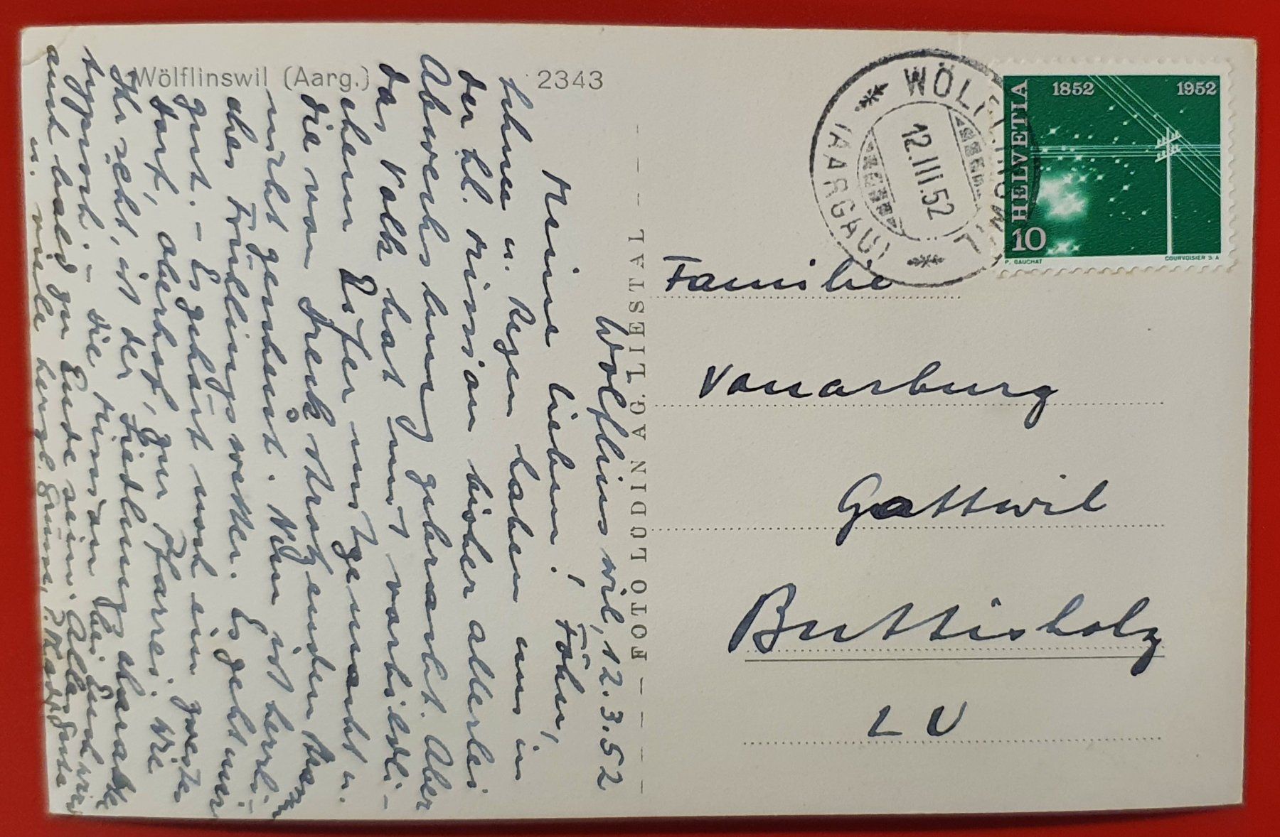 Ansichtskarten: Wölflinswil 1952 – Gebraucht aus Kreuzlingen von Rschweiz1 1