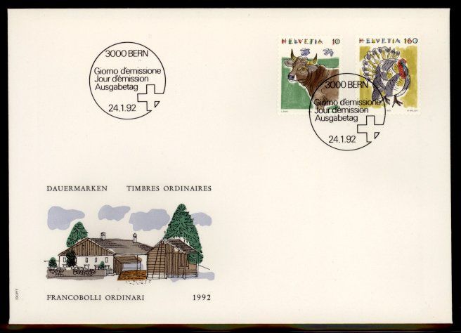 Tutti i francobolli: 1992, FDC, Tiere (Nr. 789, 795) – Usato da Willisau venduto da Vollstempel