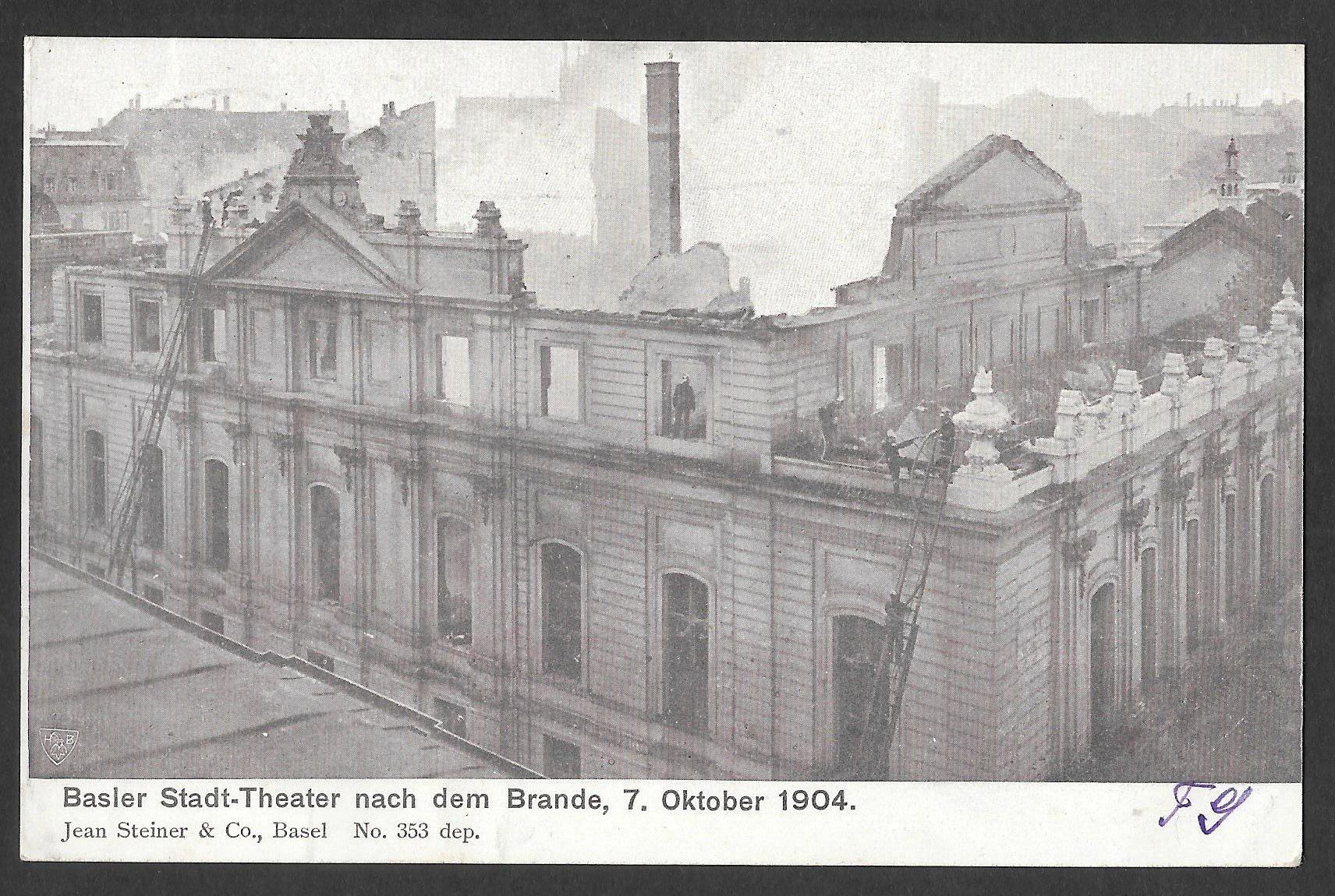 Cartes postales: Basel Brand des Stadt-Theaters 7. Oktober 1904 – D'occasion à Olten par clotaldi