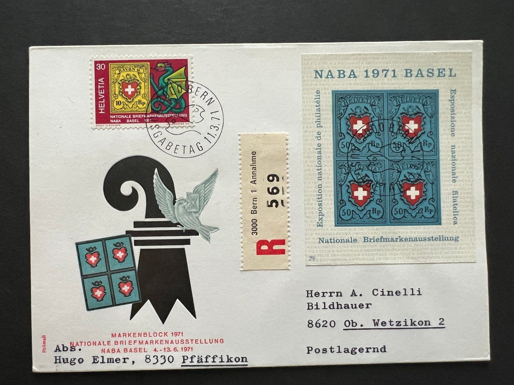 Tutti i francobolli: FDC Phillmail Block1971 Naba FDC   (M605) – Usato da Hinwil venduto da Sidi4