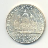 Österreich 2 Schilling 1937 Karlskirche Silber fast unz.