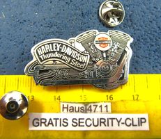 HD PIN HARLEY-DAVIDSON "THUNDERING STEEL" GEPRÄGT SILBRIG