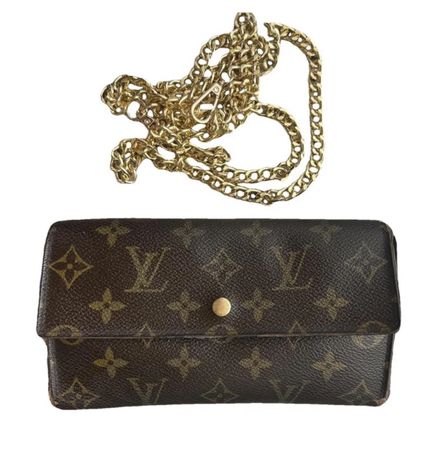 Louis Vuitton Clutch Monogram Canvas Kette goldfarben Zustan