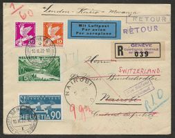 Flugpost Schweiz 1932 Genf Alexandrien-Nairobi  Luftpost