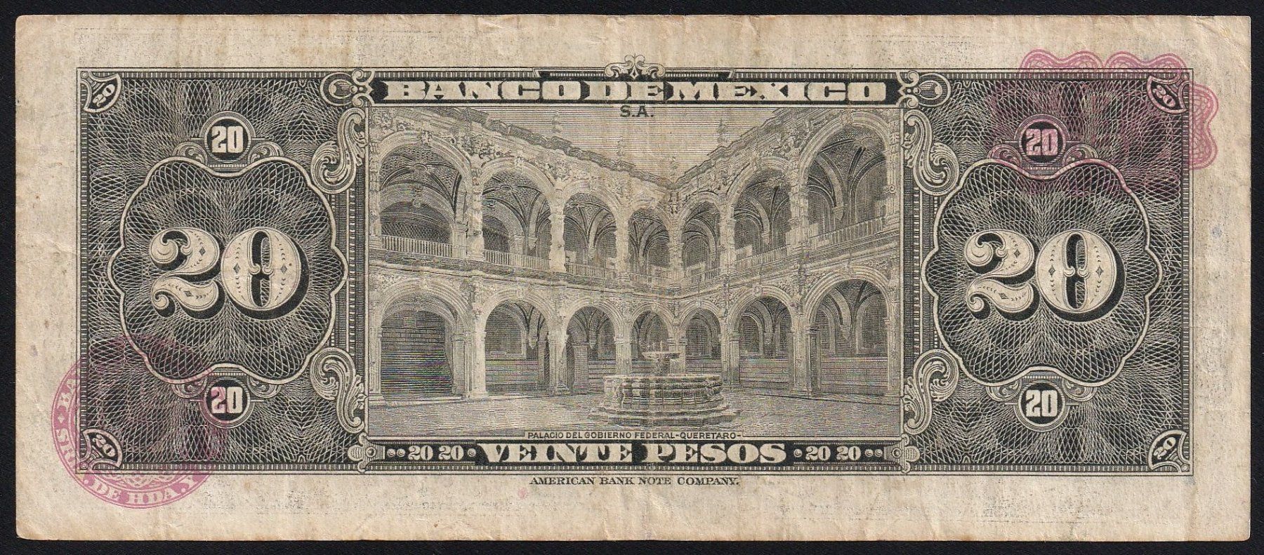 Banknoten: Mexiko 20 Pesos 1965 – Gebraucht aus Brugg AG von banknoten_muesli 1