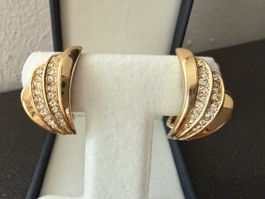 ✨Goldfarbene Vintage-Clip-Ohrringe mit Strasssteinen