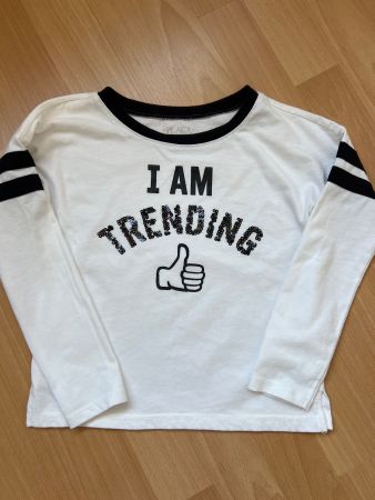Langarmshirt  weiss schwarz Grösse110/116