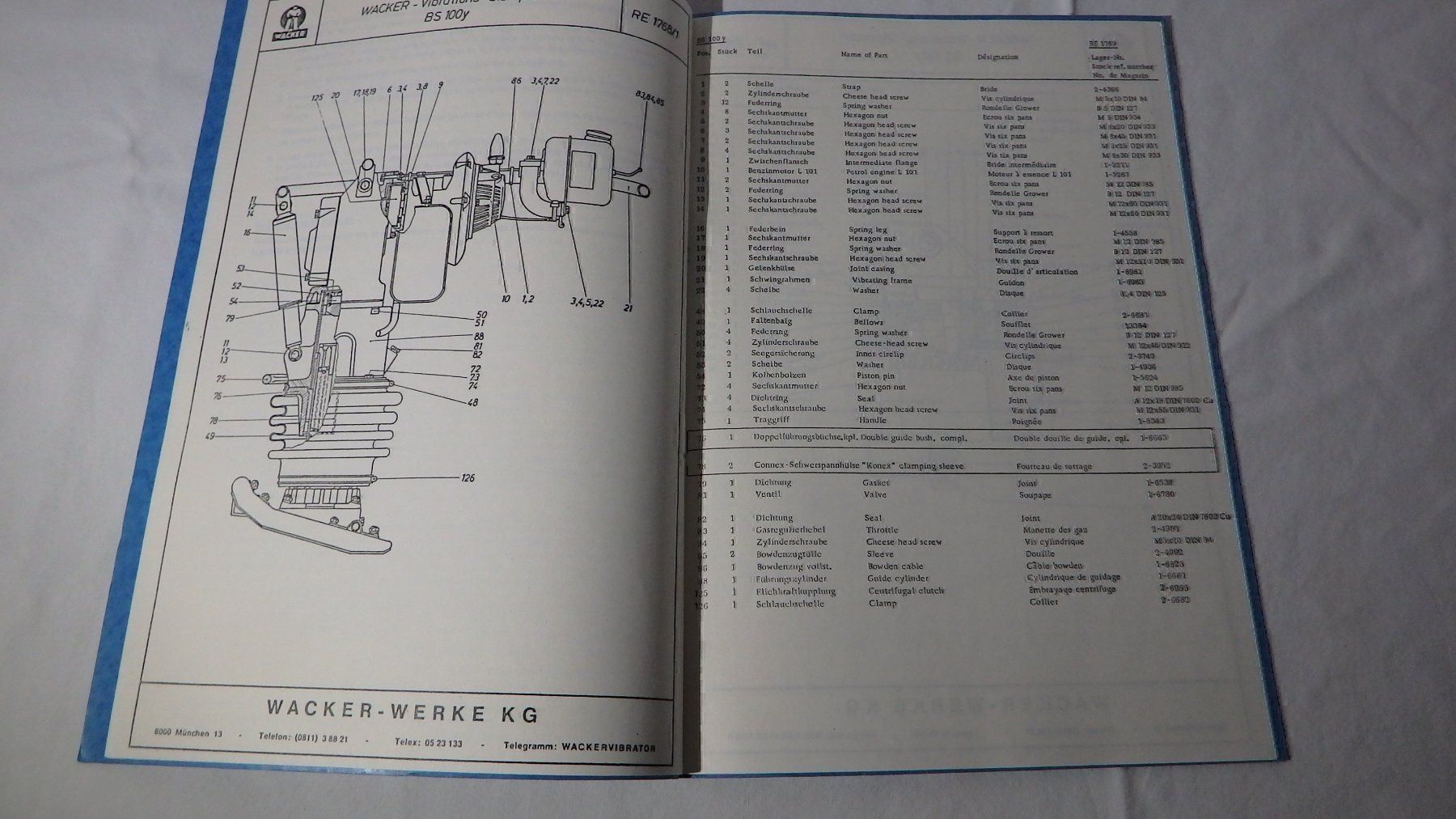 Libri: Wacker BS 100 Servicebuch Ersazteilliste – Usato da Bischofszell venduto da Museumscafe 6