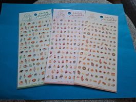 3 sheets Japanese Foods cute stickers/Aufkleber New/neu!