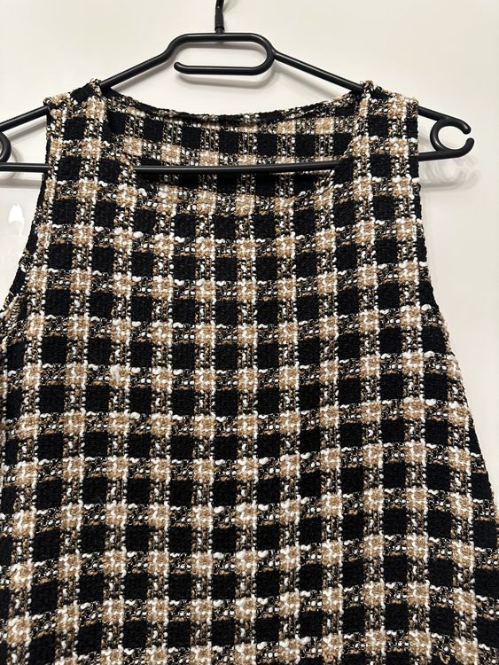 Floerns Damen Tweed-Kleid ärmellos, Kariert - Quadratischer Ausschnitt, Gerader Schnitt, Für Büro & Alltag