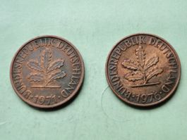Deutschland - 2x 2 Pfennig 1971 F -1976 D