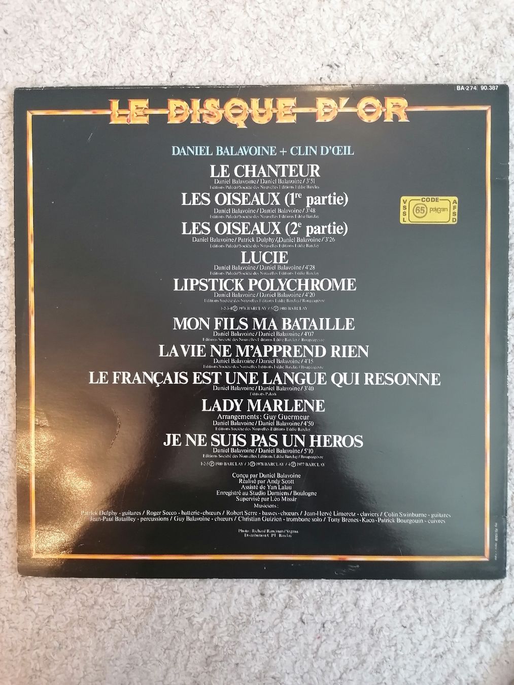 Schallplatten: 6 LP Daniel Balavoine – Gebraucht aus Bougy-Villars von Vogue 2