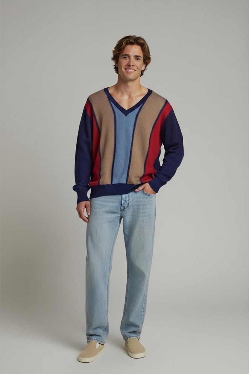 Pullover & Sweatshirts: Jockey International Colorblock V-Ausschnitt Pullover - – Gebraucht aus Zug von vinokilo