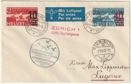 SF37.3d.7 Zürich-Sion 1.VIII.37, gute Frankatur