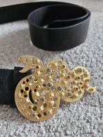 Ceinture en cuir Just Cavalli avec boucle serpent dorée 90