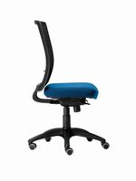 Bürodrehstuhl Modell Evo, Sitzbezug blau, Rückennetz schwarz