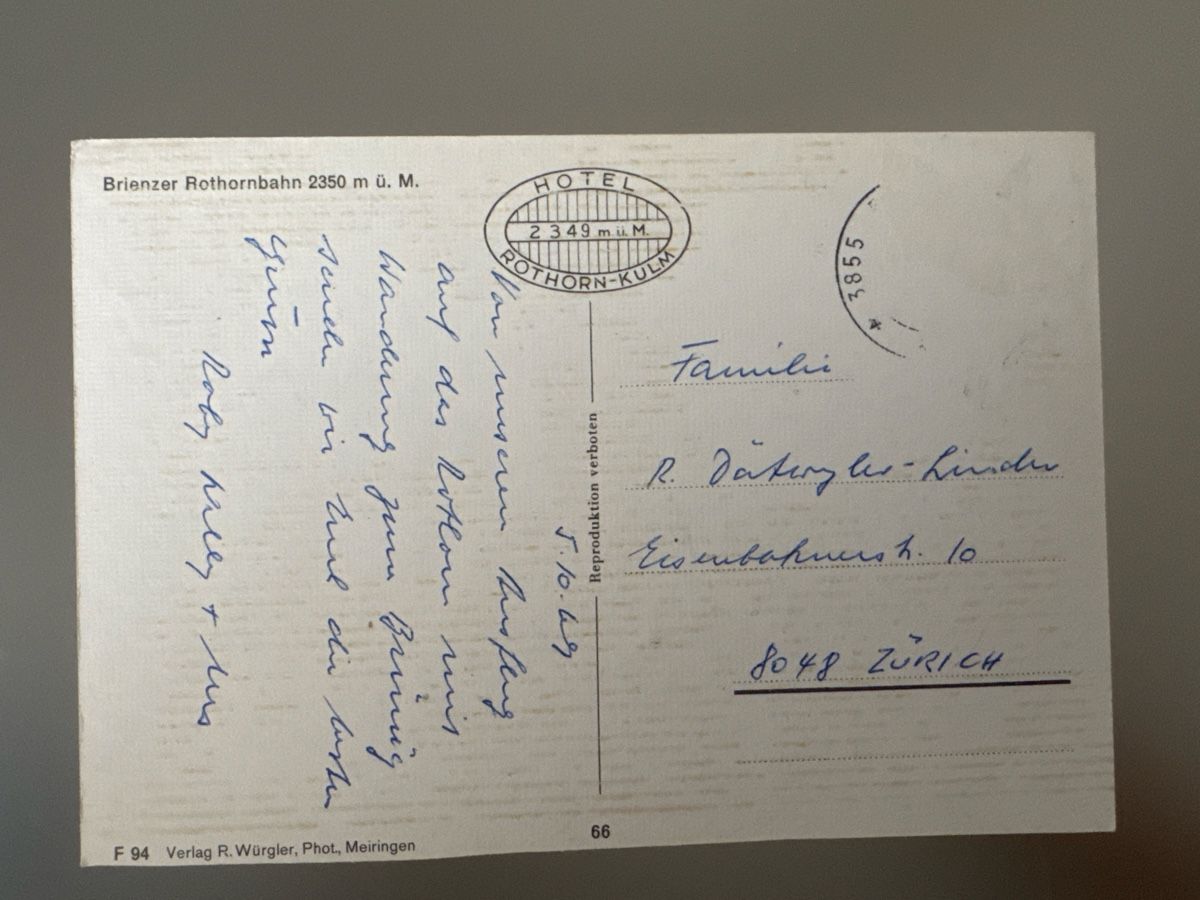 Cartoline postali:  Brienzer Rothornbahn Dampflok  BRB AK – Usato da Zürich venduto da Smarties13 1
