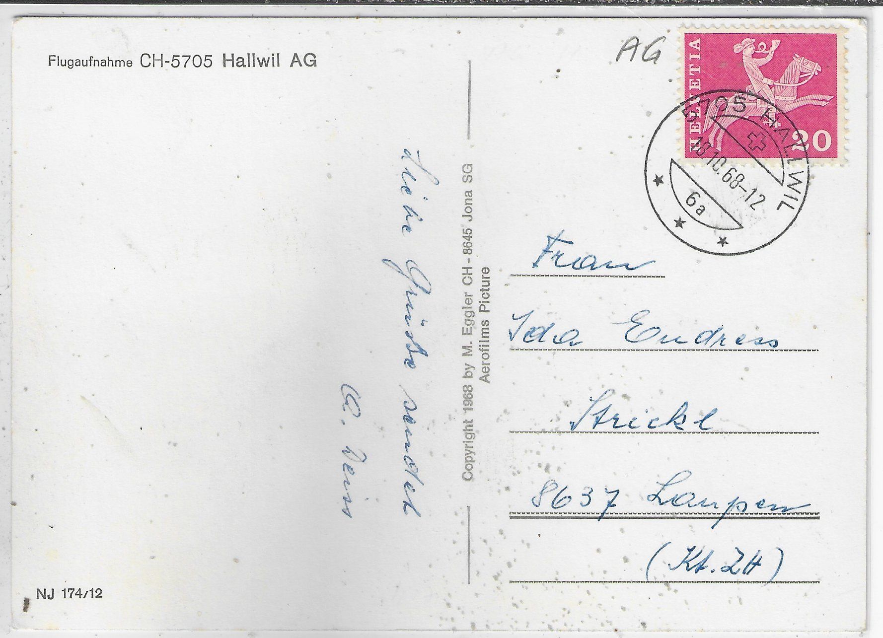 Cartoline postali: Flugaufnahme Hallwil AG – Usato da Ettingen venduto da Kartenplanet 1