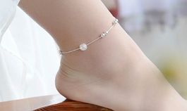 silber fusskette mit kugeln