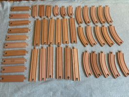 43 Stück BRIO Holz Schienen