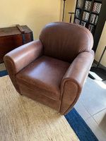 Fauteuils club cuir brun cognac