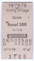 Billette Zürich – Basel SBB via Frick