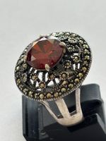 Silber Ring 925 mit Granat und Markasiten