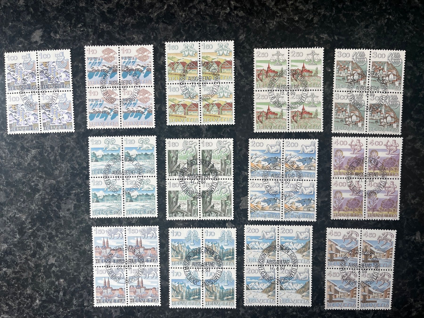 Alle Briefmarken: Tierkreiszeichen im 4er-Block mit ET-Stempel – Neu (gemäss Beschreibung) aus Freidorf TG von ern_7s68