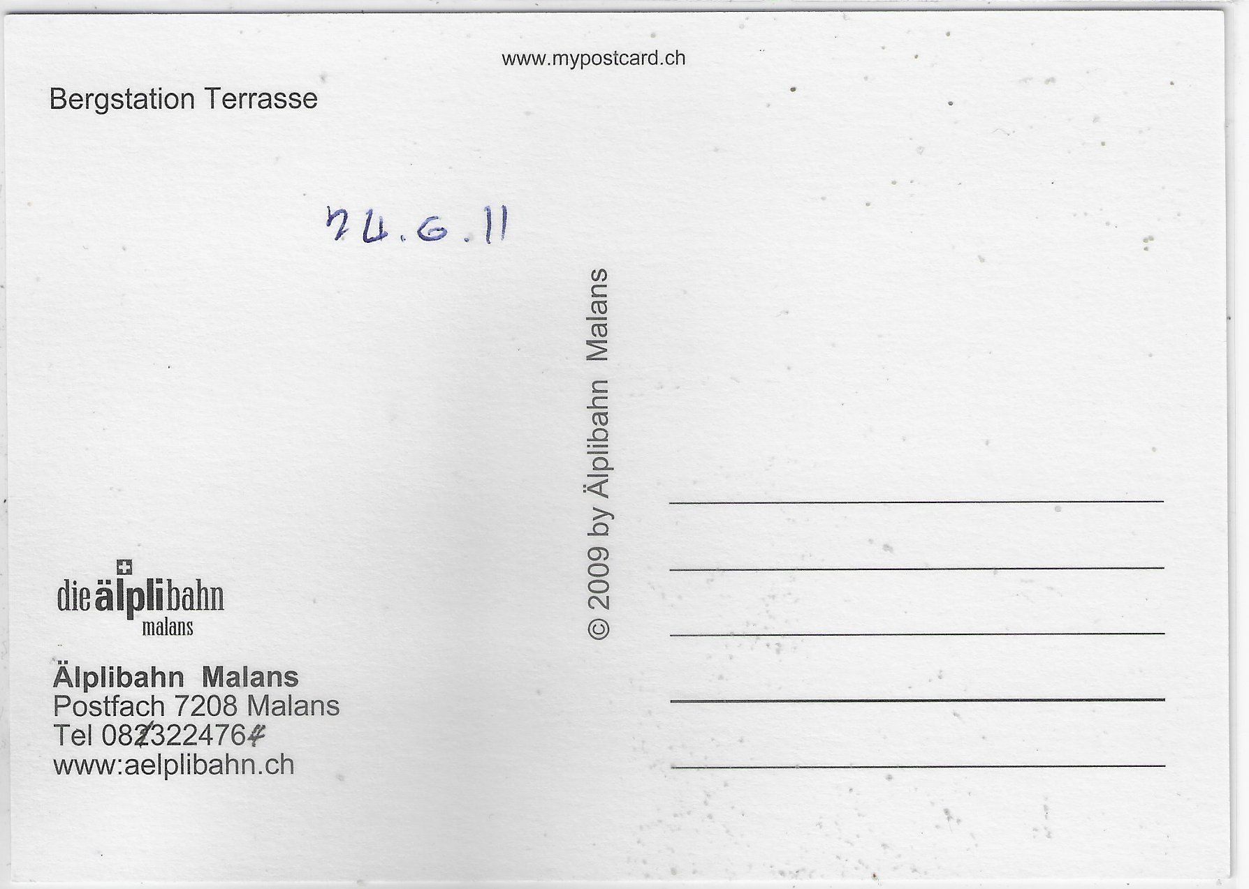 Cartoline postali: Älplibahn Malans - Bergstation Terrasse – Usato da Ettingen venduto da Kartenplanet 1