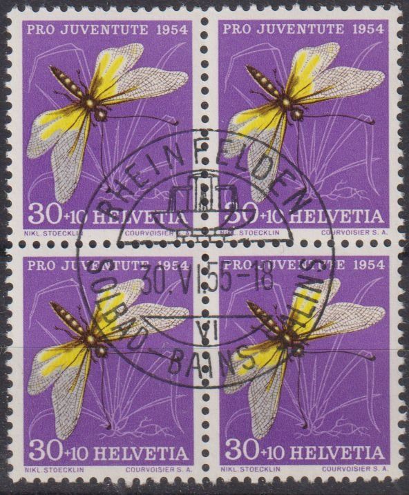 Alle Briefmarken: J 156, Viererblock gestempelt Rheinfelden – Gebraucht aus Basel von Bingis
