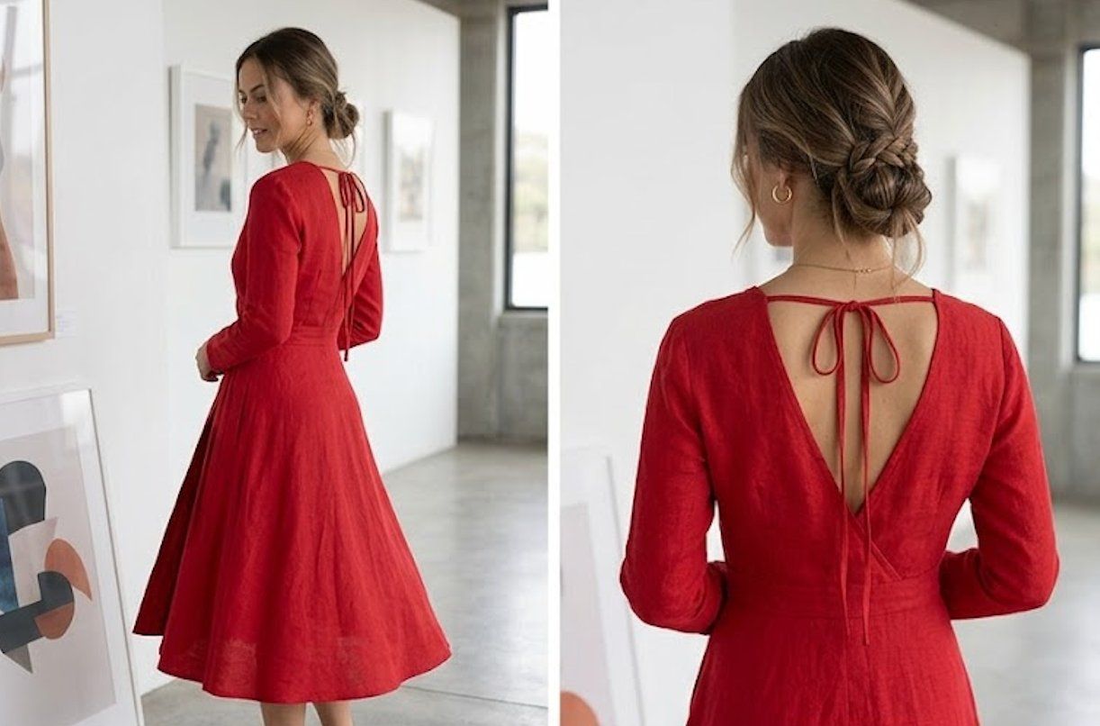 Robes: Red linen dress, size S – D'occasion à Zürich par futurmutur 5