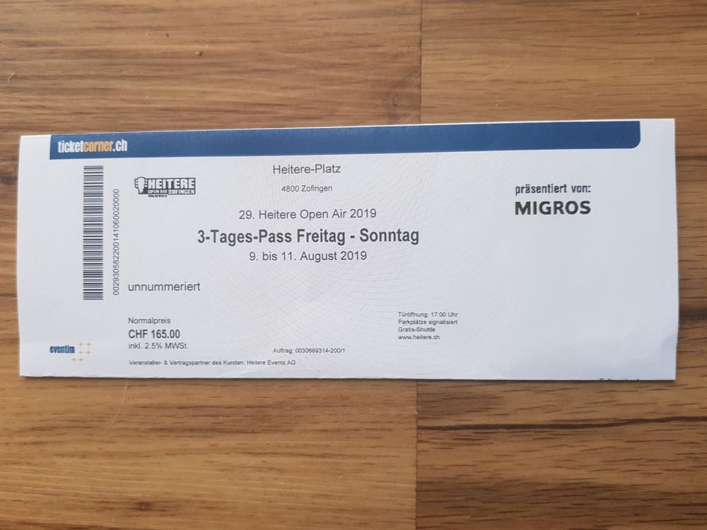 Heiteren Open Air 3 TagesPass Kaufen auf Ricardo