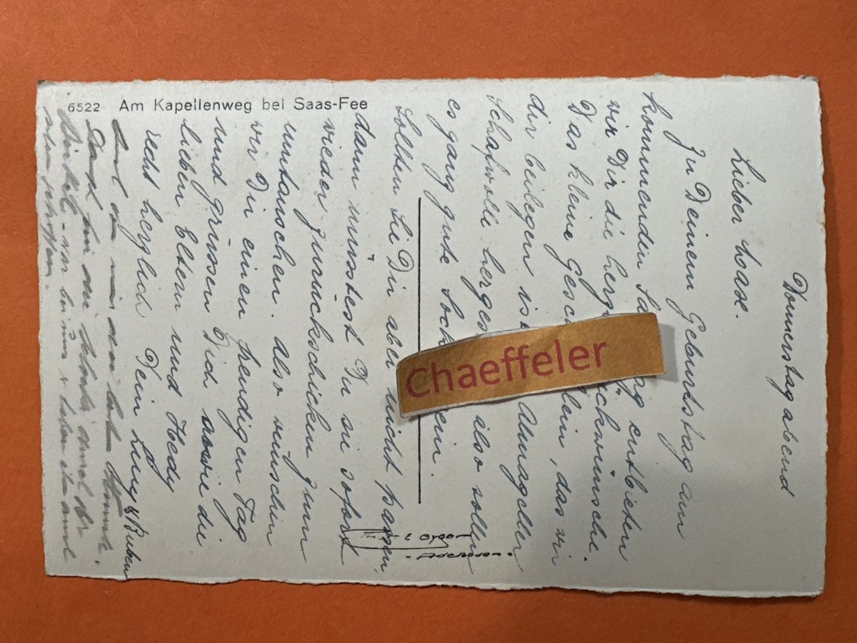 Cartoline postali: 6522 am Kapellenweg bei Saas-Fee. – Usato da Zürich venduto da Chaeffeler 1