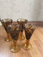 4 mundgeblasene vintage gläser