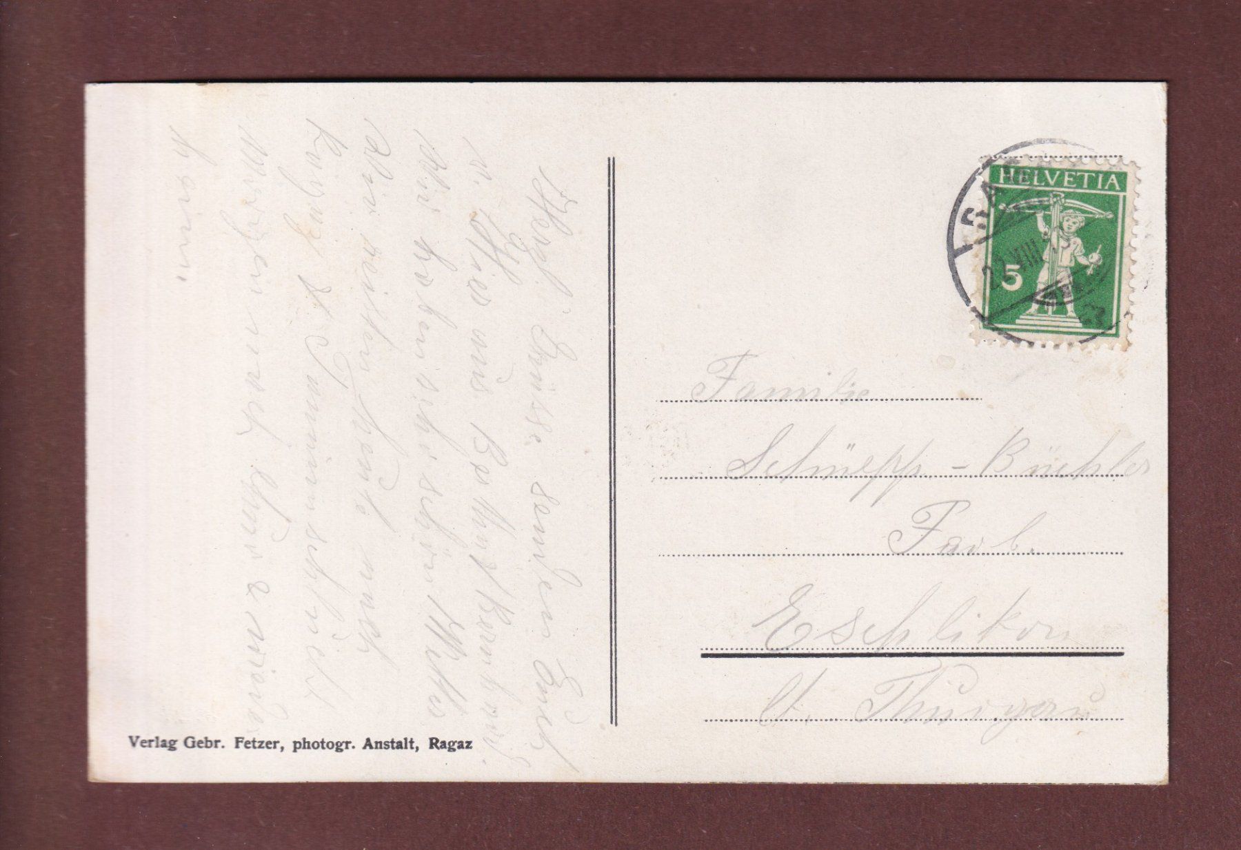 Cartoline postali: Weg nach BAD PFÄFERS - 1913 – Usato da Pully venduto da nicecards-shop 1