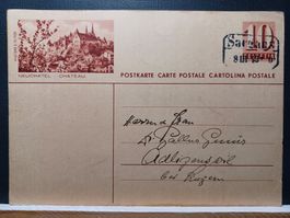 Bildpostkarte Neuenburg Chateau, gelaufen 1943, spez. Stpl.