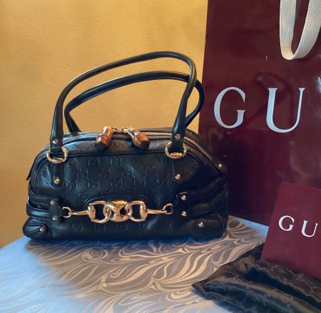 Gucci Guccissima Horsebit Bamboo Tasche Vintage
