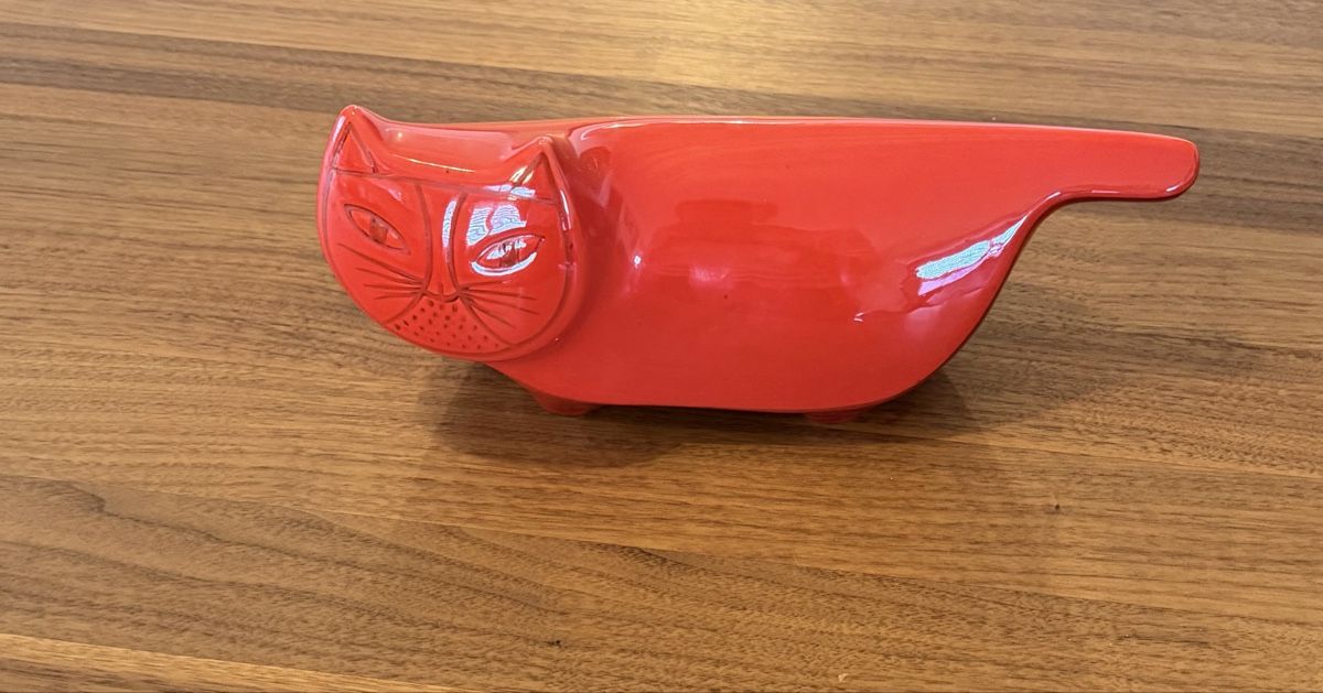 Statuette: Baldelli Red Ceramic Cat Coin Bank – Usato da Erlenbach ZH venduto da topchick
