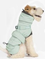 Warmer Hunde Winter Mantel mit extra langem Kragen grün 30cm