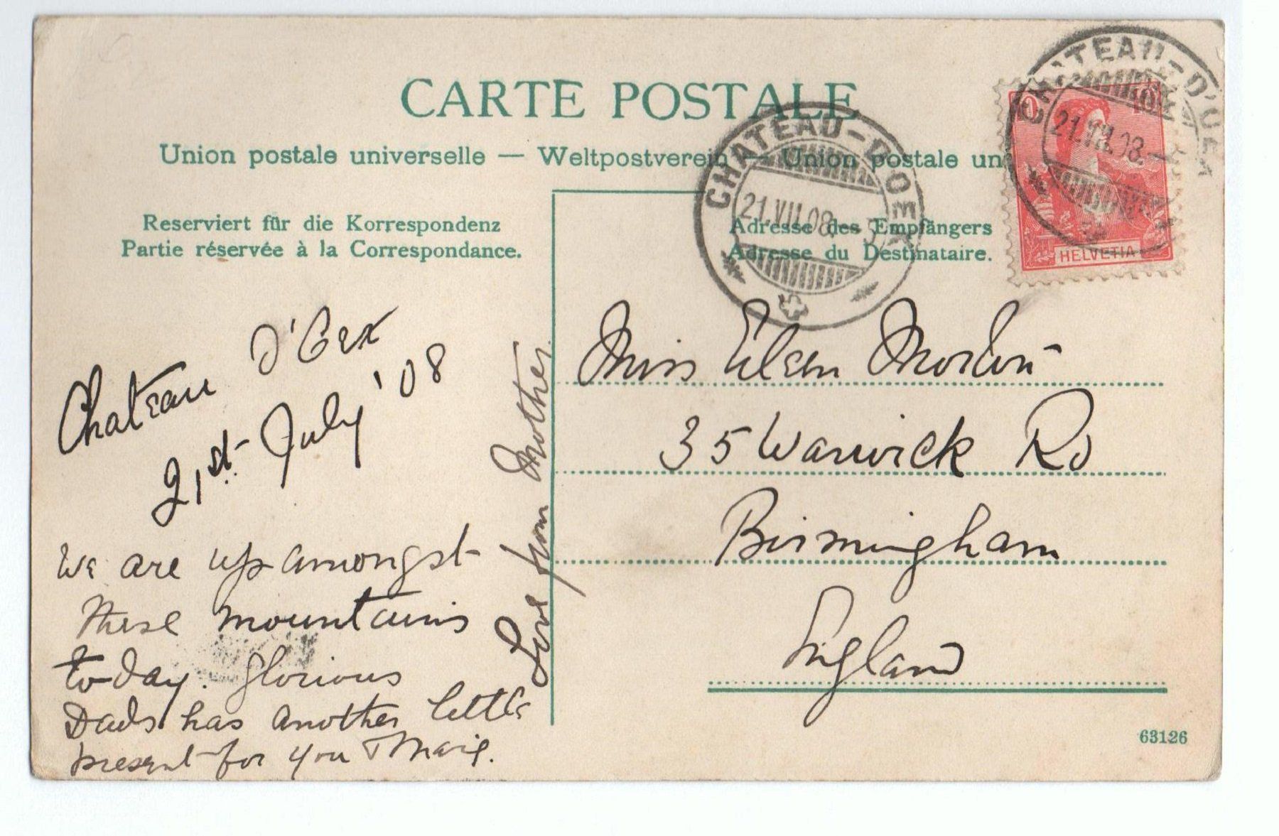 Ansichtskarten: CHÂTEAU-D'OEX Edition Guggenheim No.6478 – Gebraucht aus Jona von philajona 1