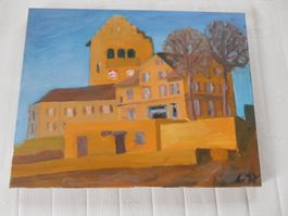 Schönes Ölgemälde Schloss Burg Uster Unikat Bild Gemälde