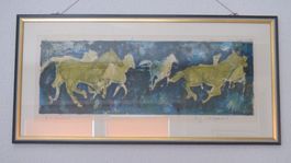 Lithographie von Hans E. Deutsch, Pferde im Galopp