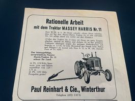 Antike Traktorenwerbung Massey Harris Nr. 11 ca.1949