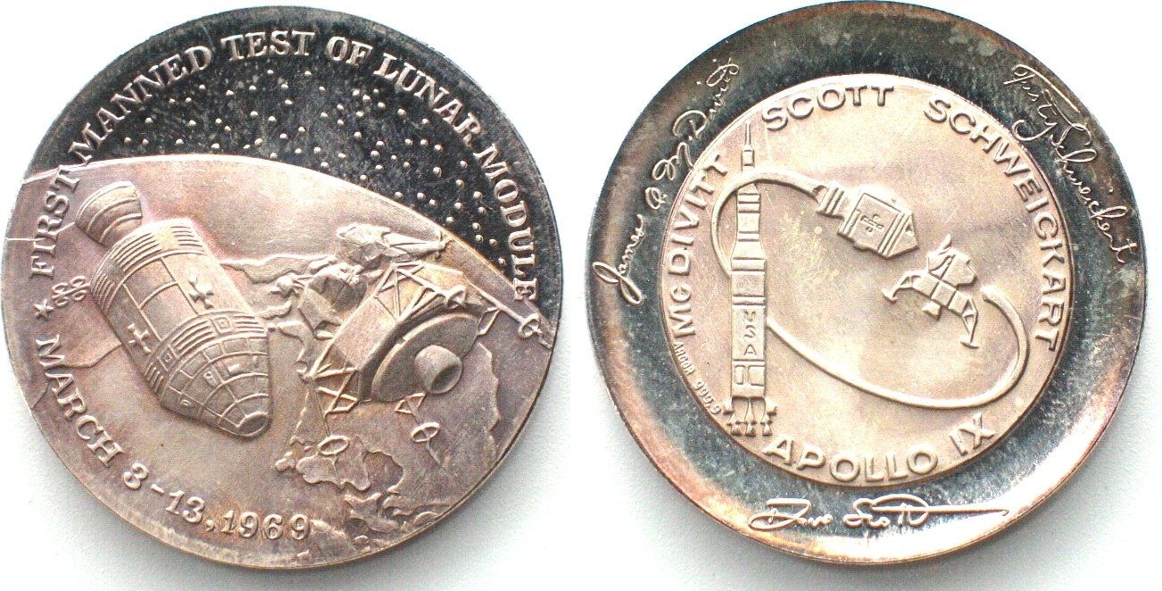 Medaglie: APOLLO 9 - FIRST MANNED TEST OF LUNAR MODULE 1969 Silber PP – Usato da Riehen venduto da sesambestcoins2004