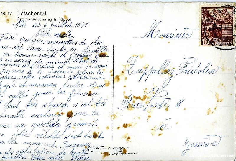 Cartoline postali: Kippel - Lötschental Segensonntag + 1941 – Usato da Emmenbrücke venduto da teestube 1