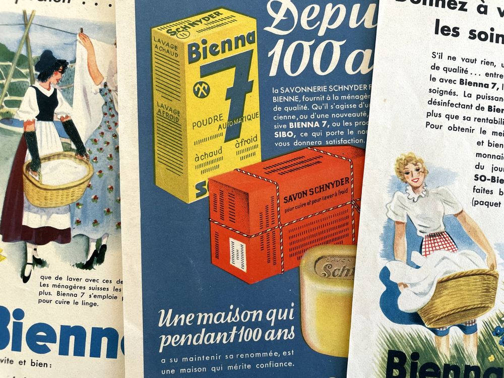 Schnyder Waschmittel - 3 alte Werbungen / Publicités 1934 | Kaufen auf ...