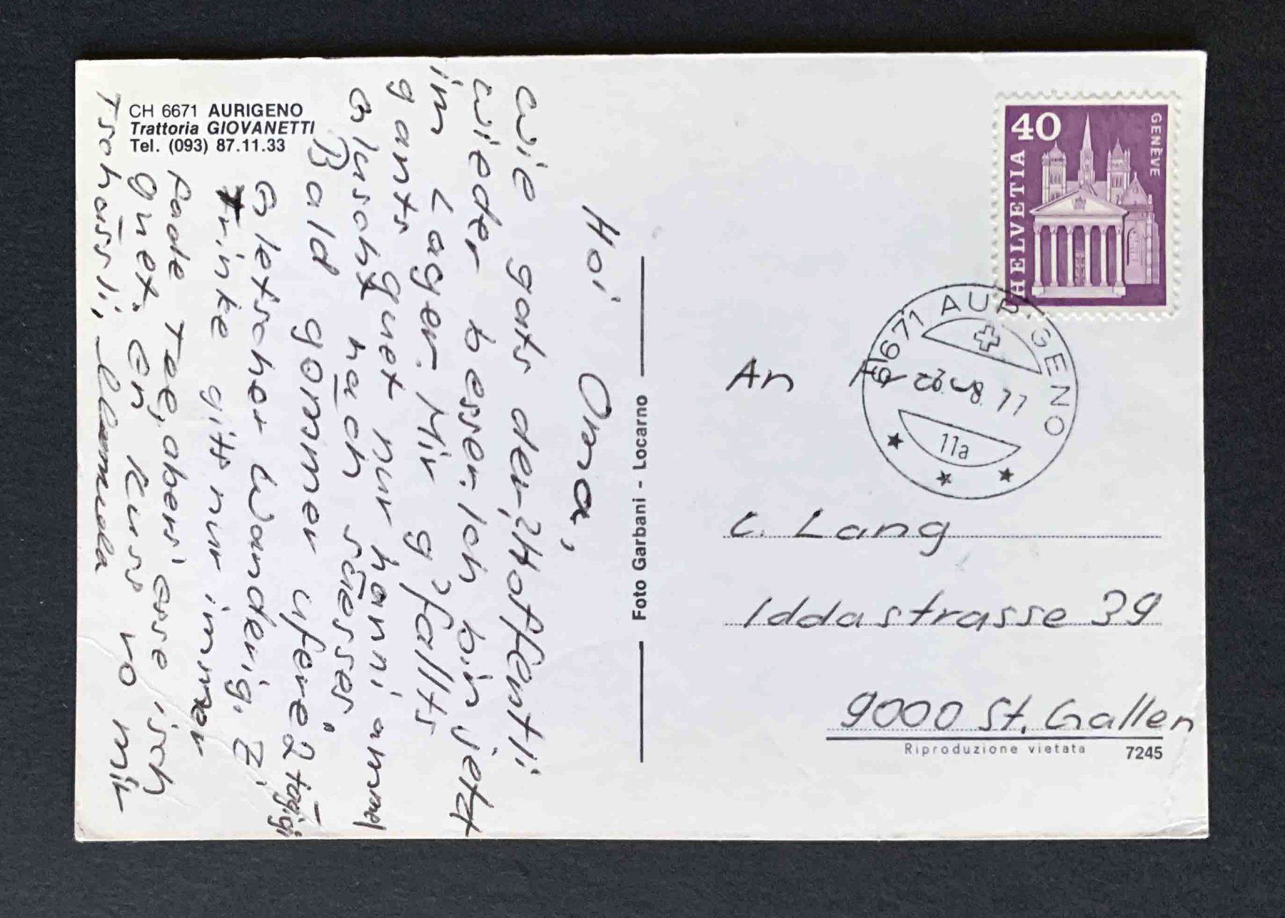 Cartoline postali: AK Aurigeno Trattoria Giovanetti – Usato da Goldau venduto da artelier1 1